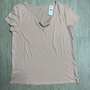 Ann Taylor LOFT NEW Modal Blend Top Shirt Pink NEW Size M V Neck Tie Front